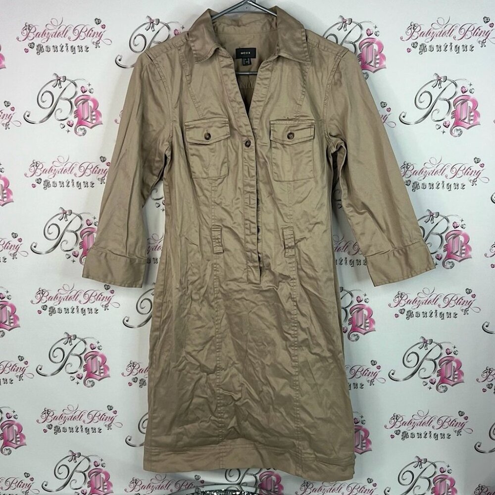 Mexx dress button up cargo y2k Women's Beige Trench Coat style